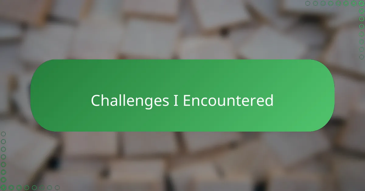Challenges I Encountered