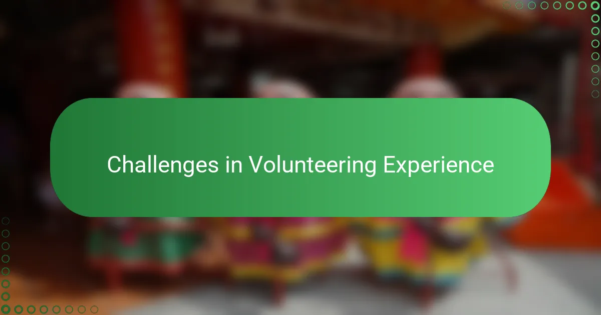 Challenges in Volunteering Experience