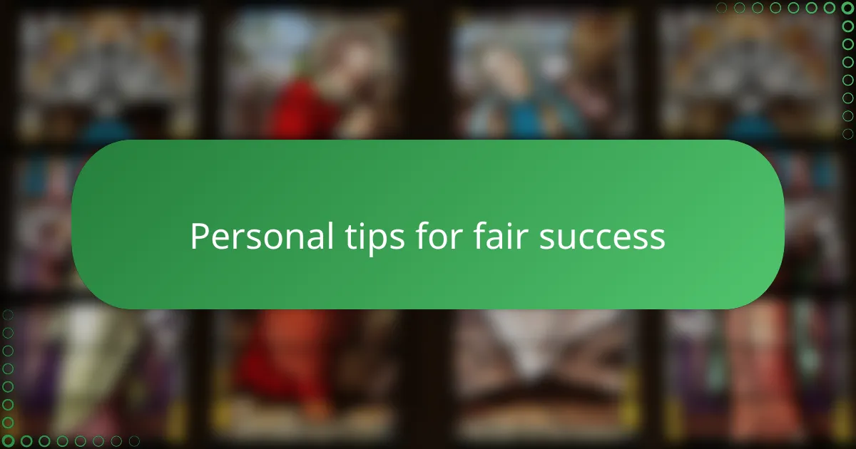 Personal tips for fair success