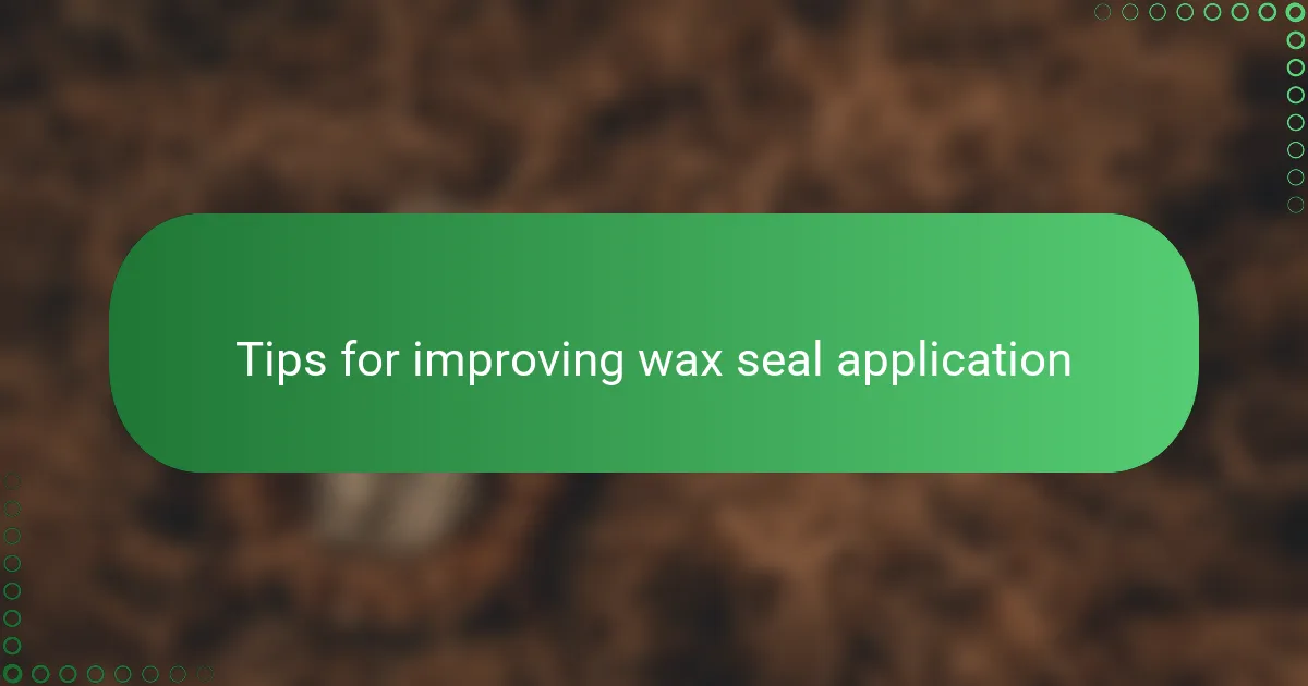 Tips for improving wax seal application